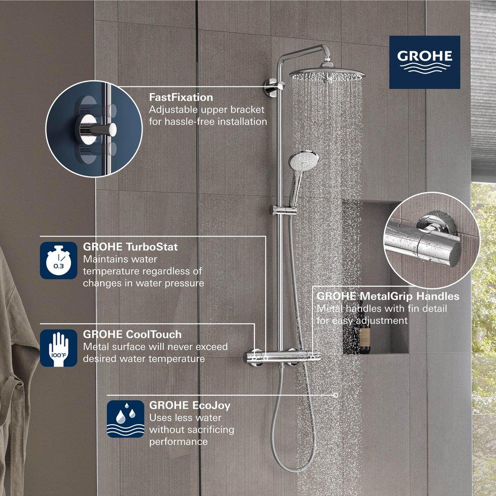 GROHE GROHE 26128EN2 Euphoria 260 CoolTouch Thermostatic Shower System in Brushed Nickel