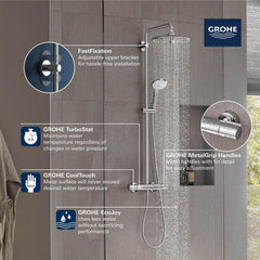 GROHE GROHE 26128EN2 Euphoria 260 CoolTouch Thermostatic Shower System in Brushed Nickel