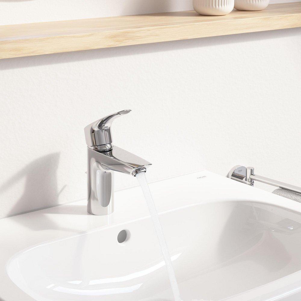 GROHE GROHE 32642003 Eurosmart Single Handle Monoblock Bathroom Sink Faucet in Starlight Chrome