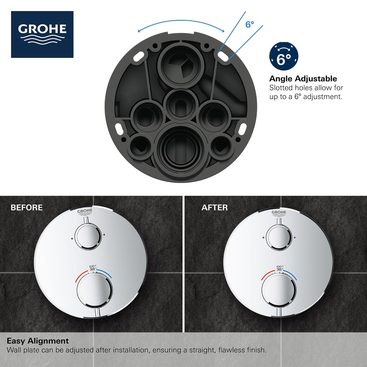 GROHE GROHE 241332430 Grohtherm® Two Handle Thermostatic Valve Trim in Matte Black