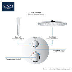 GROHE GROHE 241332430 Grohtherm® Two Handle Thermostatic Valve Trim in Matte Black