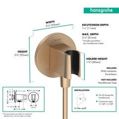 HANSGROHE Hansgrohe 26888141 Wall Outlet with Handshower Holder in Brushed Bronze
