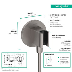 HANSGROHE Hansgrohe 26888341 Wall Outlet with Handshower Holder in Brushed Black Chrome