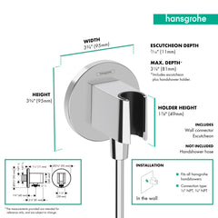 HANSGROHE Hansgrohe 26888001 Wall Outlet with Handshower Holder in Chrome
