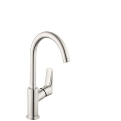 HANSGROHE Hansgrohe 71130821 Logis Single Handle Monoblock Bathroom Sink Faucet in Brushed Nickel