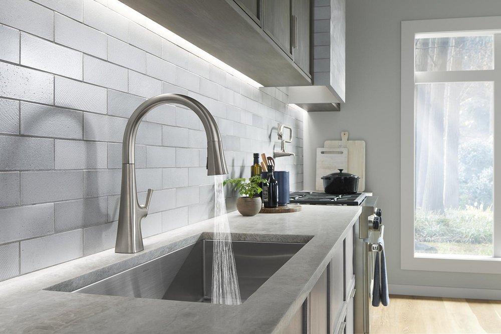 KOHLER KOHLER 22062-VS Graze Single Handle Pull Down Kitchen Faucet in Vibrant Stainless