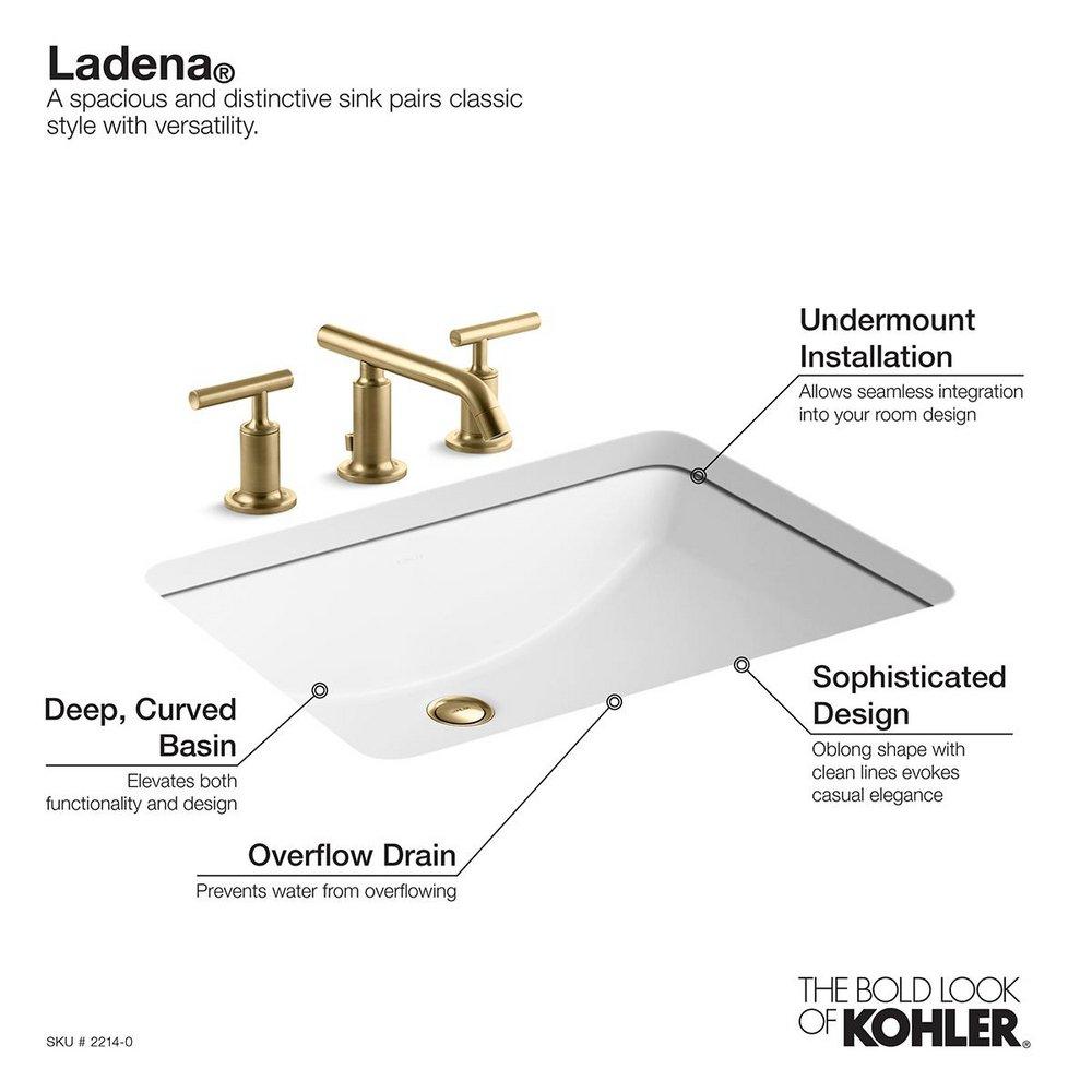 KOHLER KOHLER 2214-0 Ladena 20-7/8 x 14-3/8 in. Rectangular Undermount Bathroom Sink