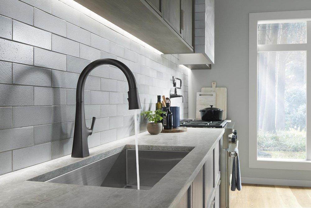 KOHLER Kohler 22062-BL Graze Single Handle Pull Down Kitchen Faucet in Matte Black