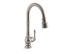 KOHLER Kohler 99259-VS Artifacts Single Handle Pull Down Kitchen Faucet in Vibrant Stainless
