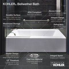 KOHLER Kohler 876-0 Bellwether 60 in. x 32 in. Soaker Alcove Bathtub with Right Drain