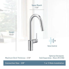MOEN Moen 7565EVSRS Align Single Handle Pull Down Touchless Kitchen Faucet with Voice Activation in Spot Resist Stainless