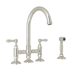 ROHL Rohl A1461LMWSPN-2 San Julio Two Handle Bridge Kitchen Faucet with Side Spray in Polished Nickel