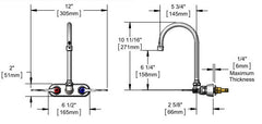 T&S BRASS T&S Brass B-1146-04 Workboard Faucet, 2-Handle, 4 Center, Lead-Free, Chrome Plated