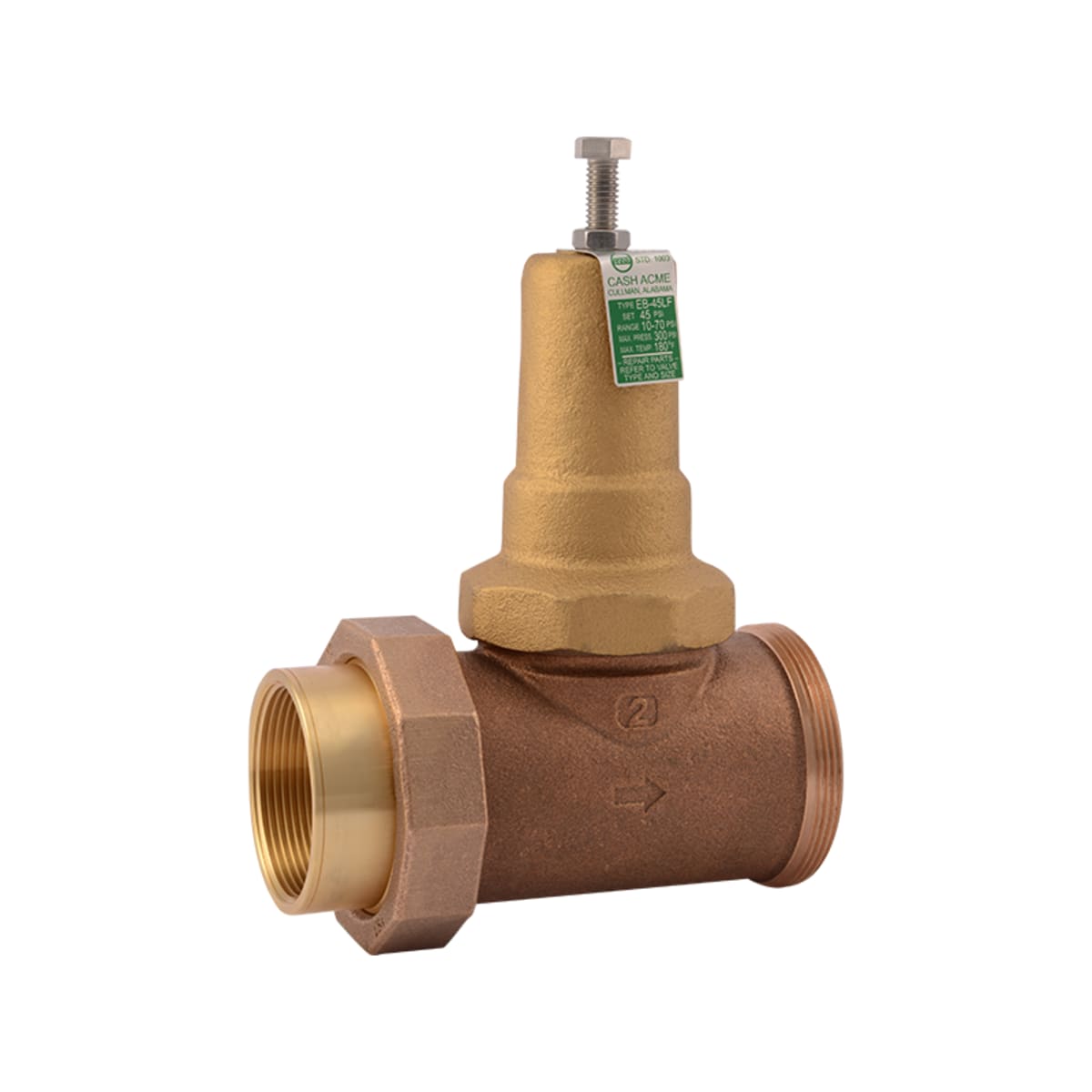 CASH-ACME Cash Acme 23161-0045 2 EB45-U Single Union Threaded Pressure Regulating Valve 45 PSI Lead Free