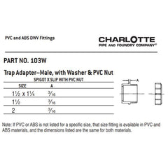 CHARLOTTE PIPE Charlotte Pipe ABSF-150-MTA-A 1-1/2 Trap Adapter (Male) - Ftg x MIP - ABS DWV - w/ Plastic Nut