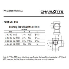 CHARLOTTE PIPE Charlotte Pipe ABSF-300.300.300.200-LH/TEE-A 3x3x2 Tee (Reducing Left In)