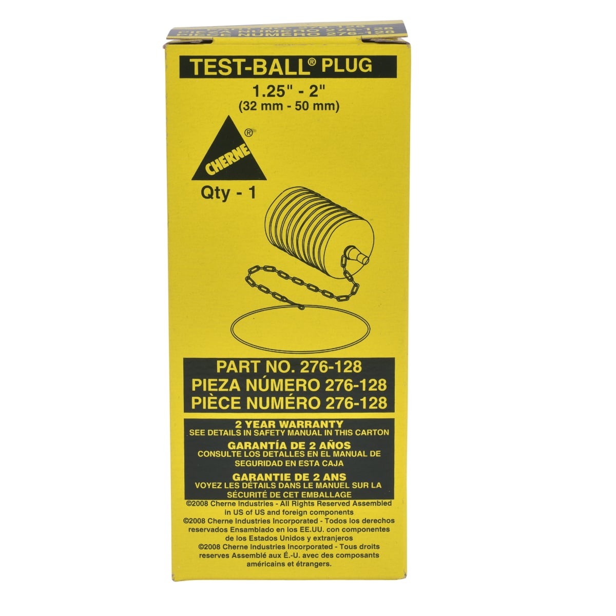 CHERNE Cherne 276128 Test-Ball 1-1/4 - 2 x 1-21/100 in. Pressure Testing, Residential and Storm Sewers Plug