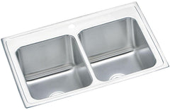 ELKAY Elkay DLR3322101 Lustertone 33 x 22 in. 1 Hole Stainless Steel Double Bowl Drop-in Kitchen Sink