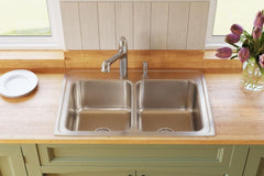 ELKAY Elkay DLR3322101 Lustertone 33 x 22 in. 1 Hole Stainless Steel Double Bowl Drop-in Kitchen Sink