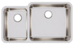 ELKAY Elkay ELUH3520L Lustertone Classic Stainless Steel 35-1/4 x 20-1/2 x 9-7/8 Offset Double Bowl Undermount Sink