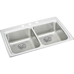 ELKAY Elkay LRAD332265PD1 Lustertone 33 x 22 in. 1 Hole Stainless Steel Double Bowl Drop-in Kitchen Sink