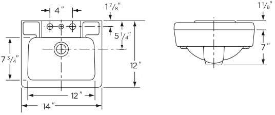 GERBER PLUMBING Gerber Plumbing Fixtures G0012354 Wall Mount Ledge Sink 14 Inches