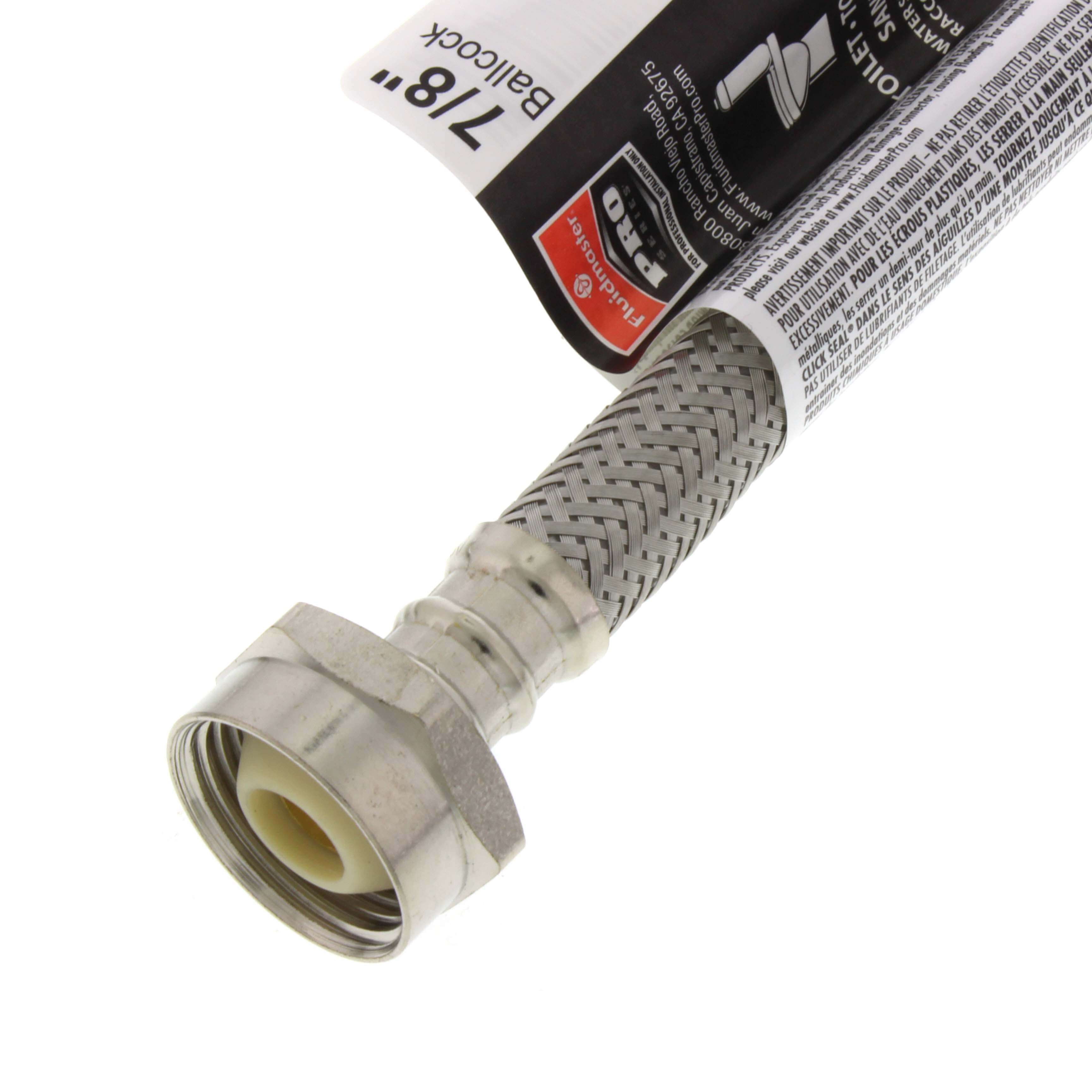 FLUIDMASTER Fluidmaster PRO1T12M Pro Series 3/8 x 7/8 x 12 in. Braided Stainless Toilet Flexible Water Connector