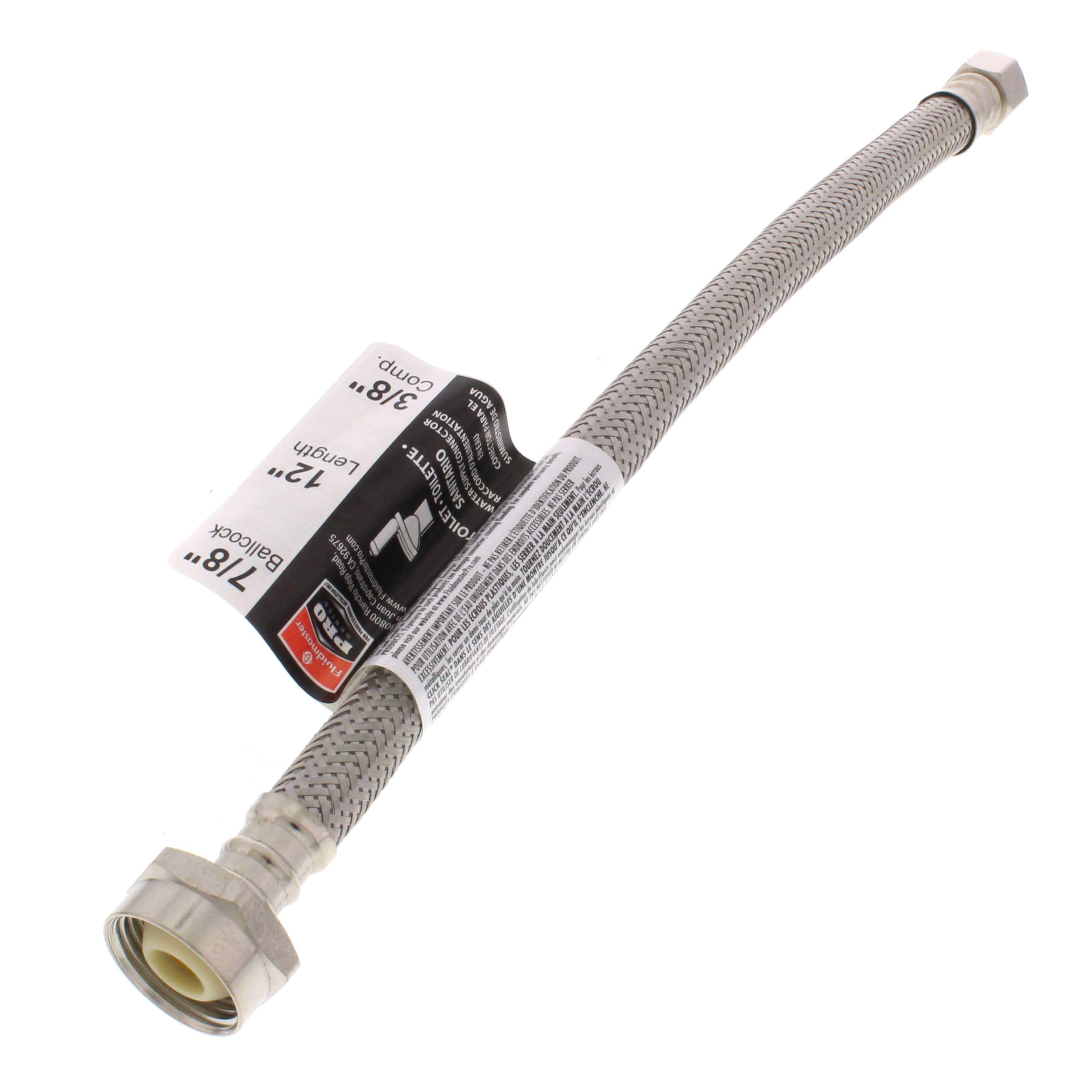FLUIDMASTER Fluidmaster PRO1T12M Pro Series 3/8 x 7/8 x 12 in. Braided Stainless Toilet Flexible Water Connector