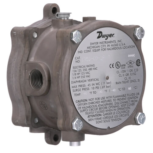 DWYER Dwyer 1950-1-2F Explosion-Proof Differential Pressure Switch 0.4-1.6WC