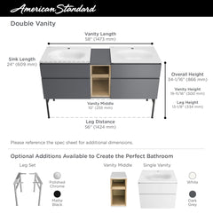 AMERICAN STANDARD American Standard 1297001.020 Studio S 24 Vanity Sink Top Center Hole Only in WHITE