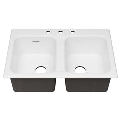 AMERICAN STANDARD American Standard 77DB33223.308 Quince Double Bowl Cast Iron Sink 33 x 22 3-Hole