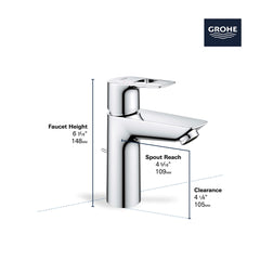 GROHE Grohe 23963001 BauLoop Single Handle Monoblock Bathroom Sink Faucet in Grohe Chrome