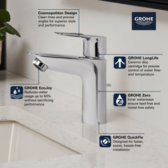 GROHE Grohe 23963001 BauLoop Single Handle Monoblock Bathroom Sink Faucet in Grohe Chrome