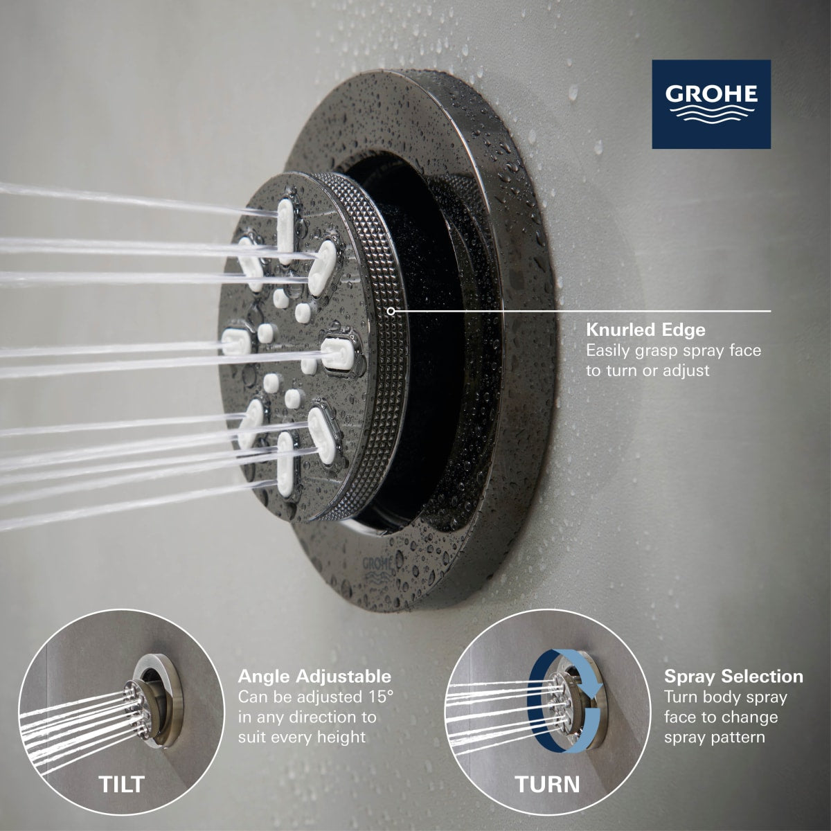 GROHE Grohe 26744000 Body Spray - 2 Sprays, 0.9gpm in GROHE CHROME