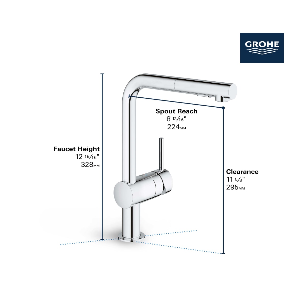 GROHE GROHE 30300000 Minta Single Handle Pull Out Kitchen Faucet 1.75 GPM (Each) Replacement MPN