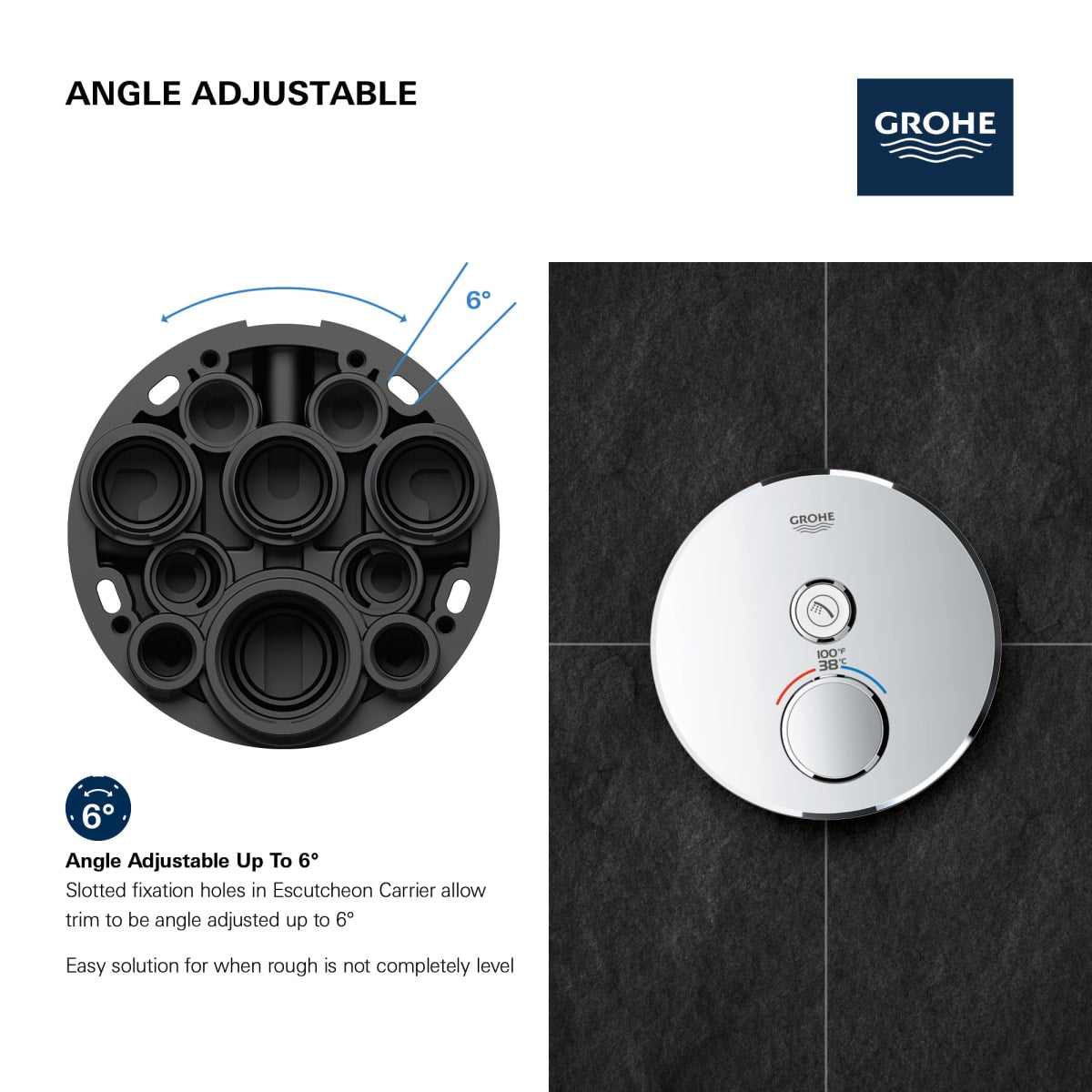 GROHE Grohe 291362430 Single Function Thermostatic Valve Trim in Matte Black