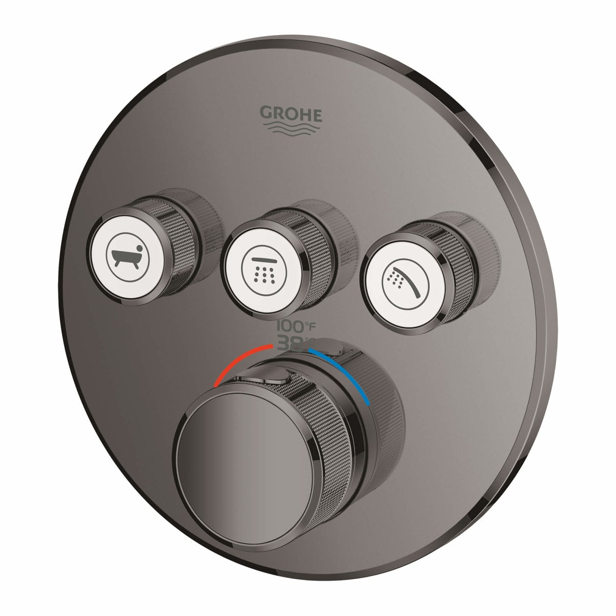 GROHE Grohe 29138A00 Grohtherm Four Handle Thermostatic Valve Trim in Hard Graphite
