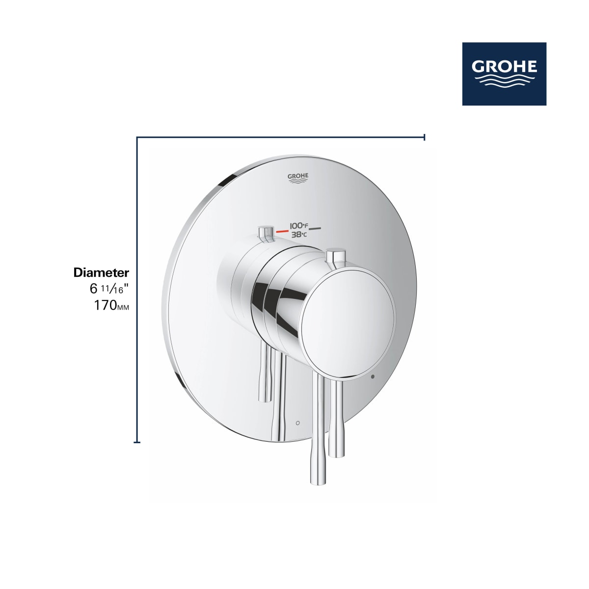 GROHE Grohe 19987EN1 Single Function Thermostatic Valve Trim in GROHE BRUSHED NICKEL