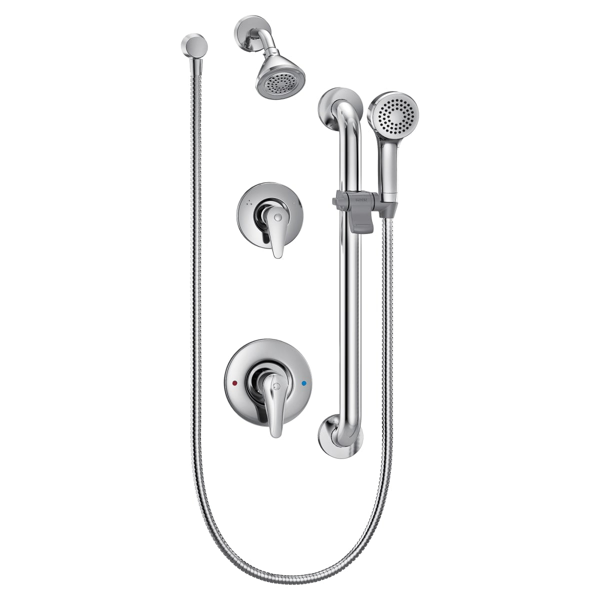MOEN Moen T9342GBM15 Commercial 1.5 GPM 3-Function Wall Mount Shower System with Double Lever Handle