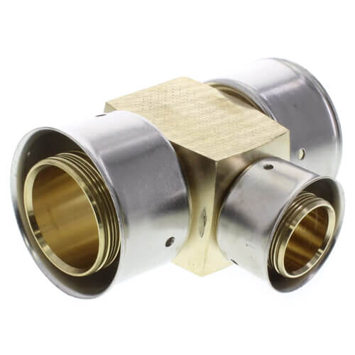 VIEGA Viega 94083 PureFlow PEX Press Tee, 1-1/2 x 1-1/2 x 3/4, Press x Press x Press, Zero Lead Bronze