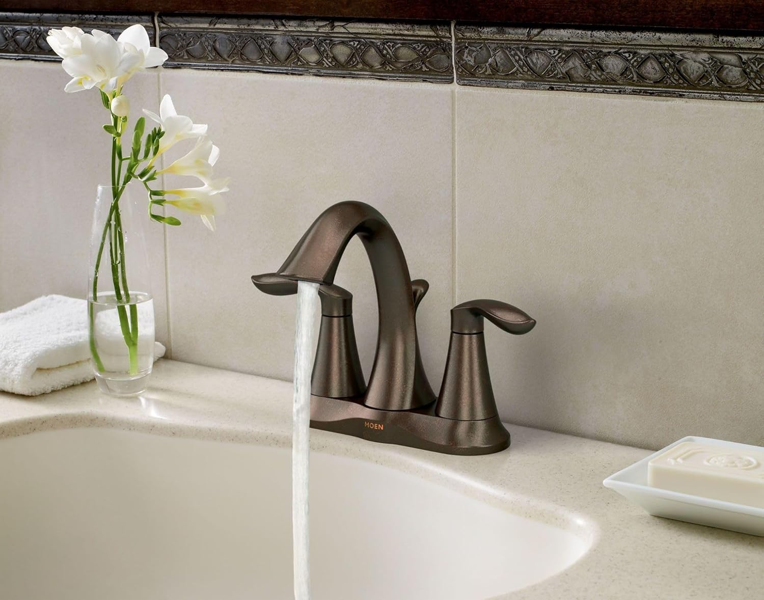 MOEN Moen 6410ORB Eva Oil-Rubbed Bronze Two-Handle Centerset Lavatory Faucet with Drain Assembly