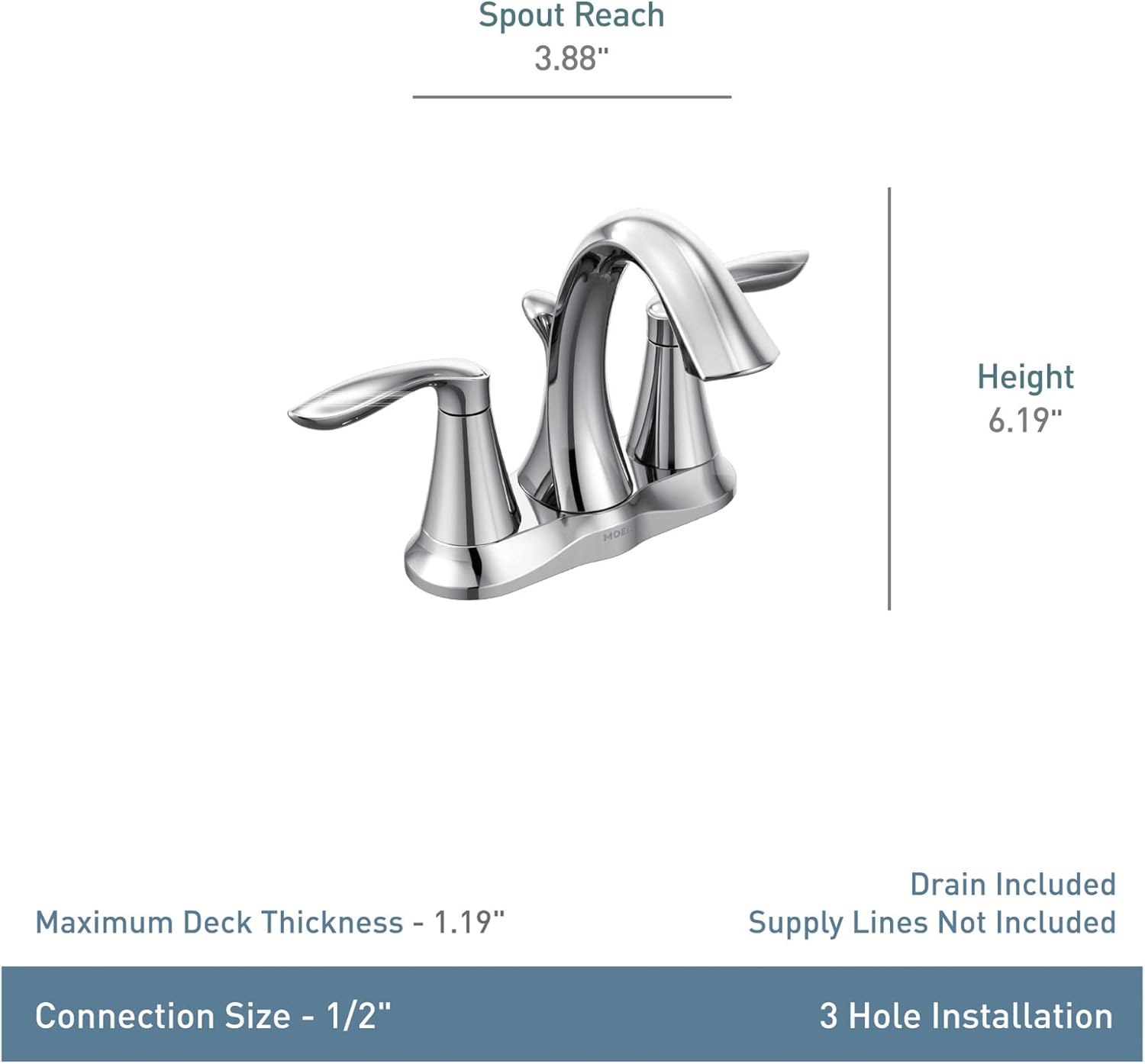 MOEN Moen 6410ORB Eva Oil-Rubbed Bronze Two-Handle Centerset Lavatory Faucet with Drain Assembly
