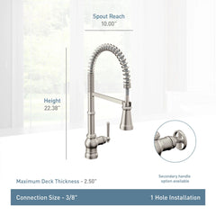 MOEN Moen S72103BL Paterson Single Handle Pull Down Kitchen Faucet in Matte Black