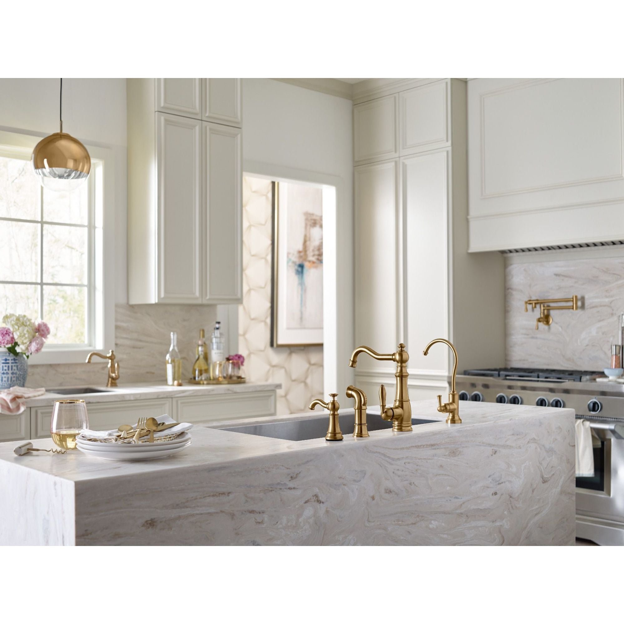 MOEN Moen S664BG Wall Mount Pot Filler Brushed Gold