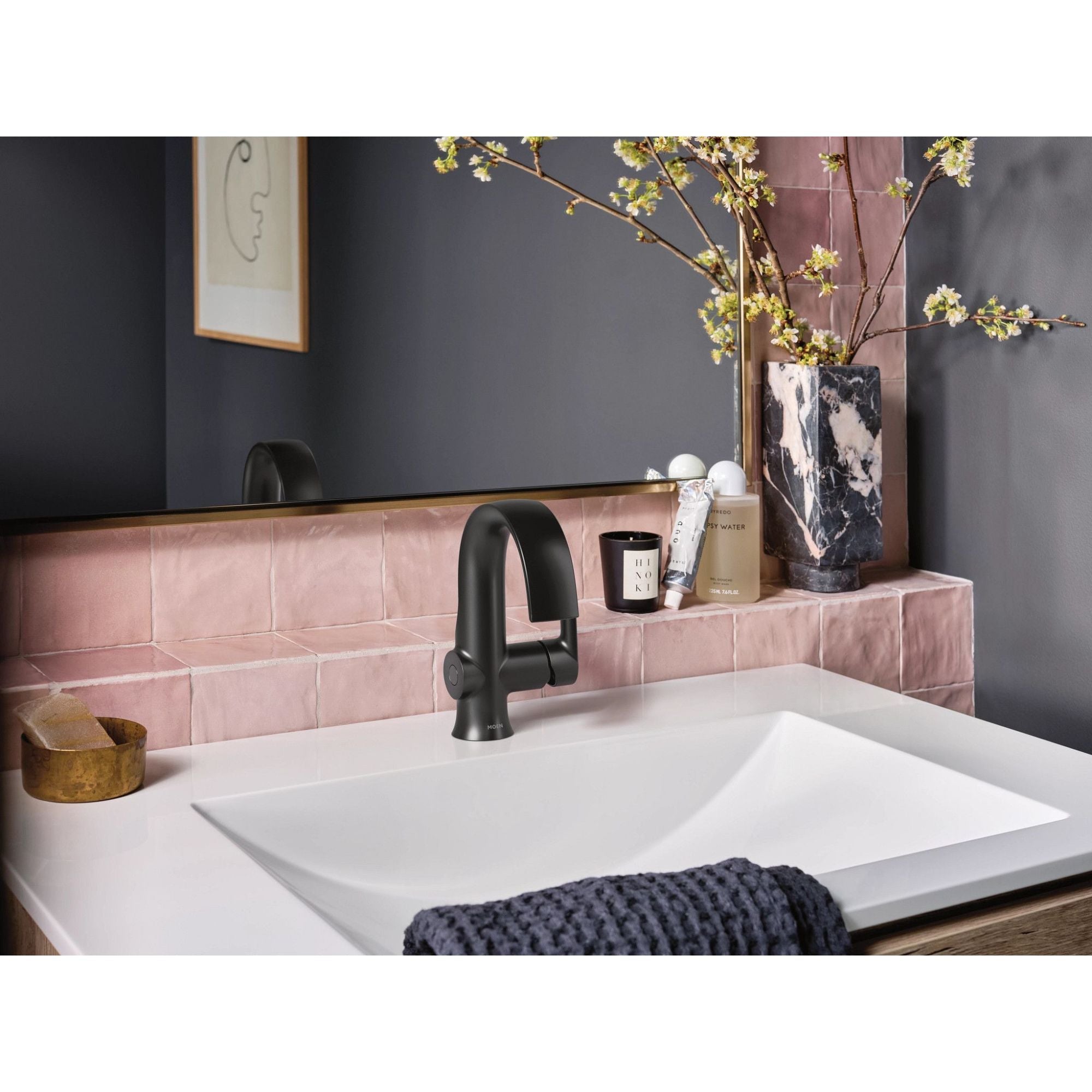MOEN Moen S6910BL Doux Single Handle Monoblock Bathroom Sink Faucet in Matte Black