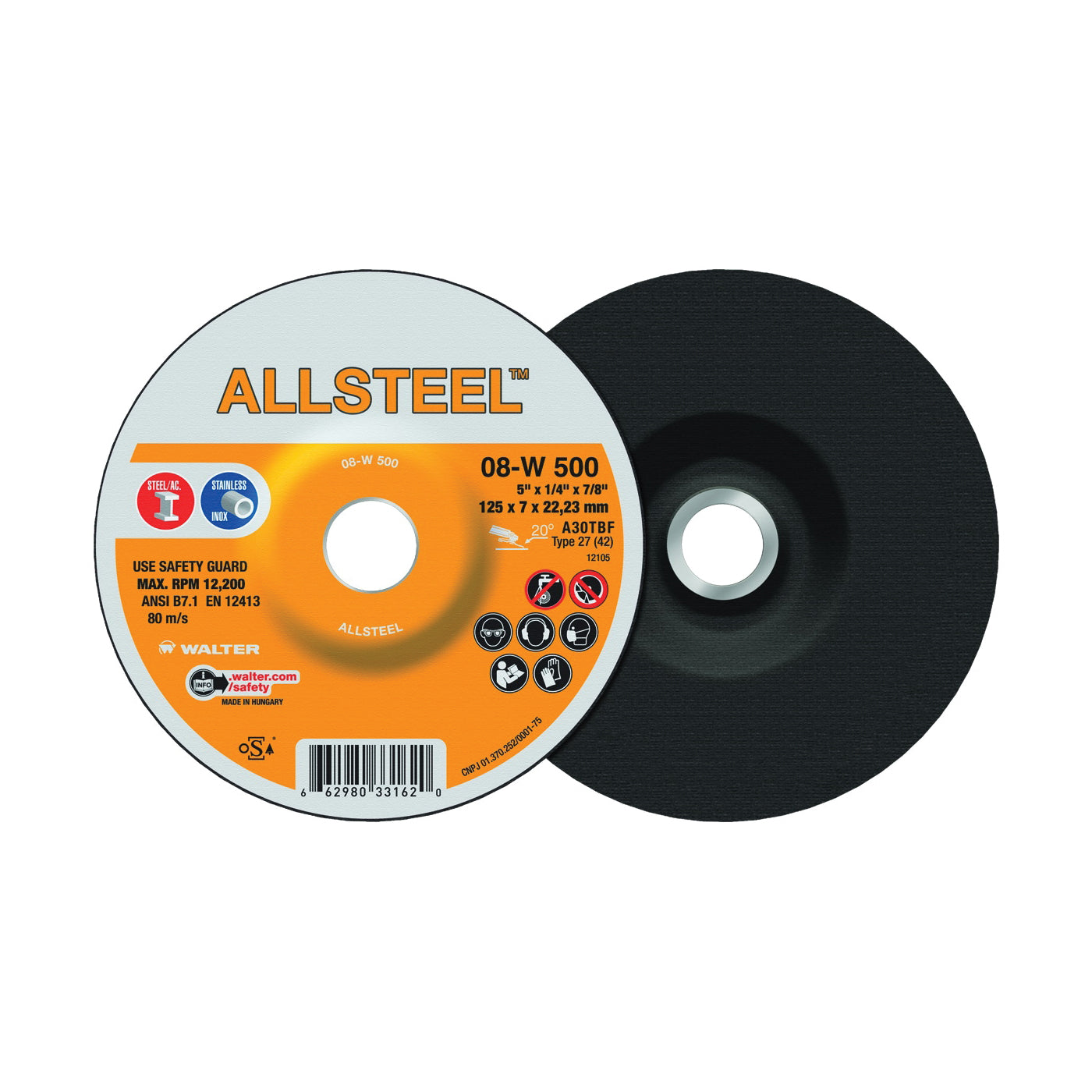 WALTER 08W500 GRINDING & CUT OFF WHEELS