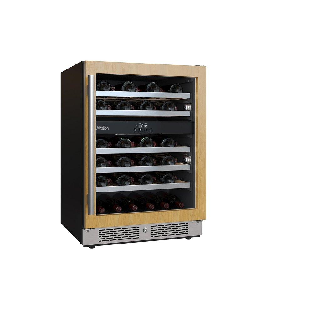 AVALLON Avallon AWC242DPRGRH 24 In. 45 Bottle Built-In Dual Zone Panel Ready Wine Refrigerator