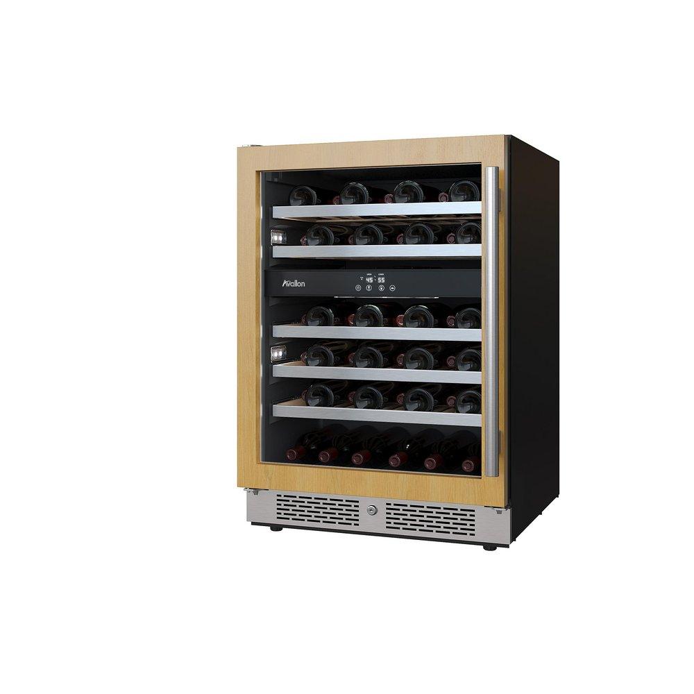 AVALLON Avallon AWC242DPRGLH 24 In. 45 Bottle Built-In Dual Zone Panel Ready Wine Refrigerator