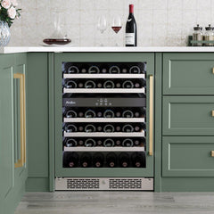 AVALLON Avallon AWC242DPRGLH 24 In. 45 Bottle Built-In Dual Zone Panel Ready Wine Refrigerator