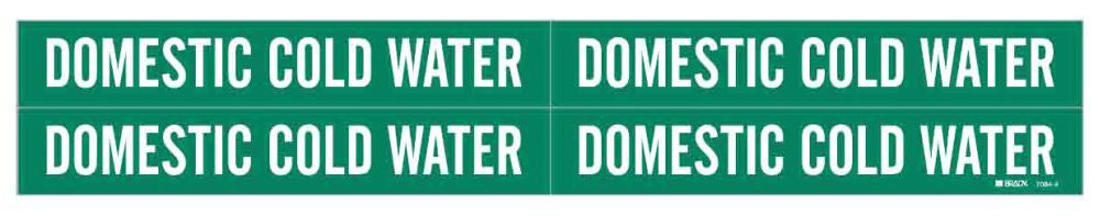 BRADY Brady 7084-4 BRA 1-1/8 x 7 in. Vinyl Domestic Cold Water Pipe Marker